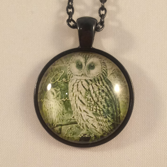 Other - Black Owl Cabochon Pendant Chain Necklace Mens Other - Black Owl Cabochon Pendant Chain Necklace Mens